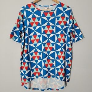 Lularoe Blue Geometric Print Irma Tunic Top